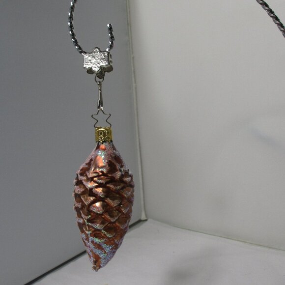 Inge-Glas Brown Glass Pine Cone Pinecone Christmas Holiday Tree Ornament - Picture 2 of 5